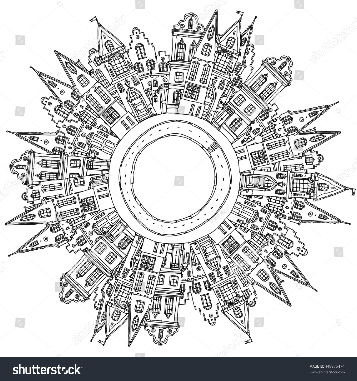 Decorative Ornamental Houses City Life Details Stock Vector 448975474 ...