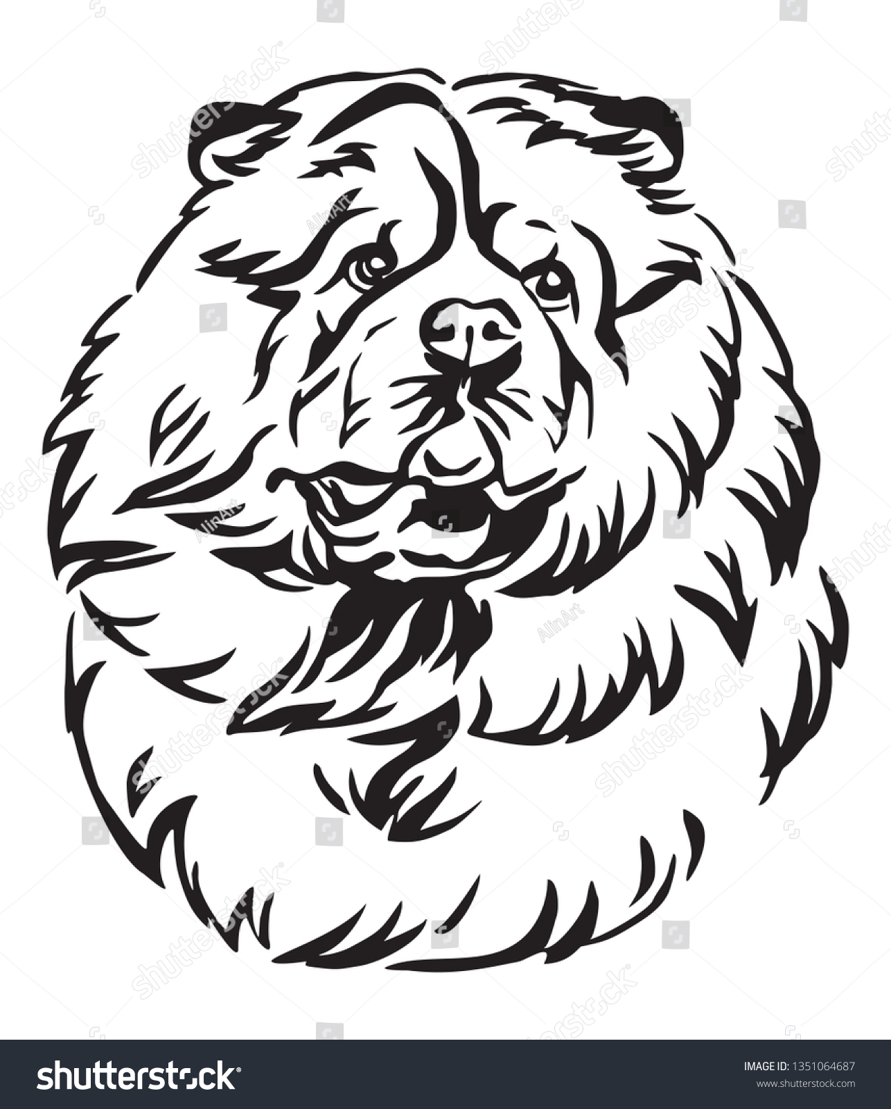 Decorative Outline Portrait Chow Chow Dog Stock Vector (Royalty Free ...