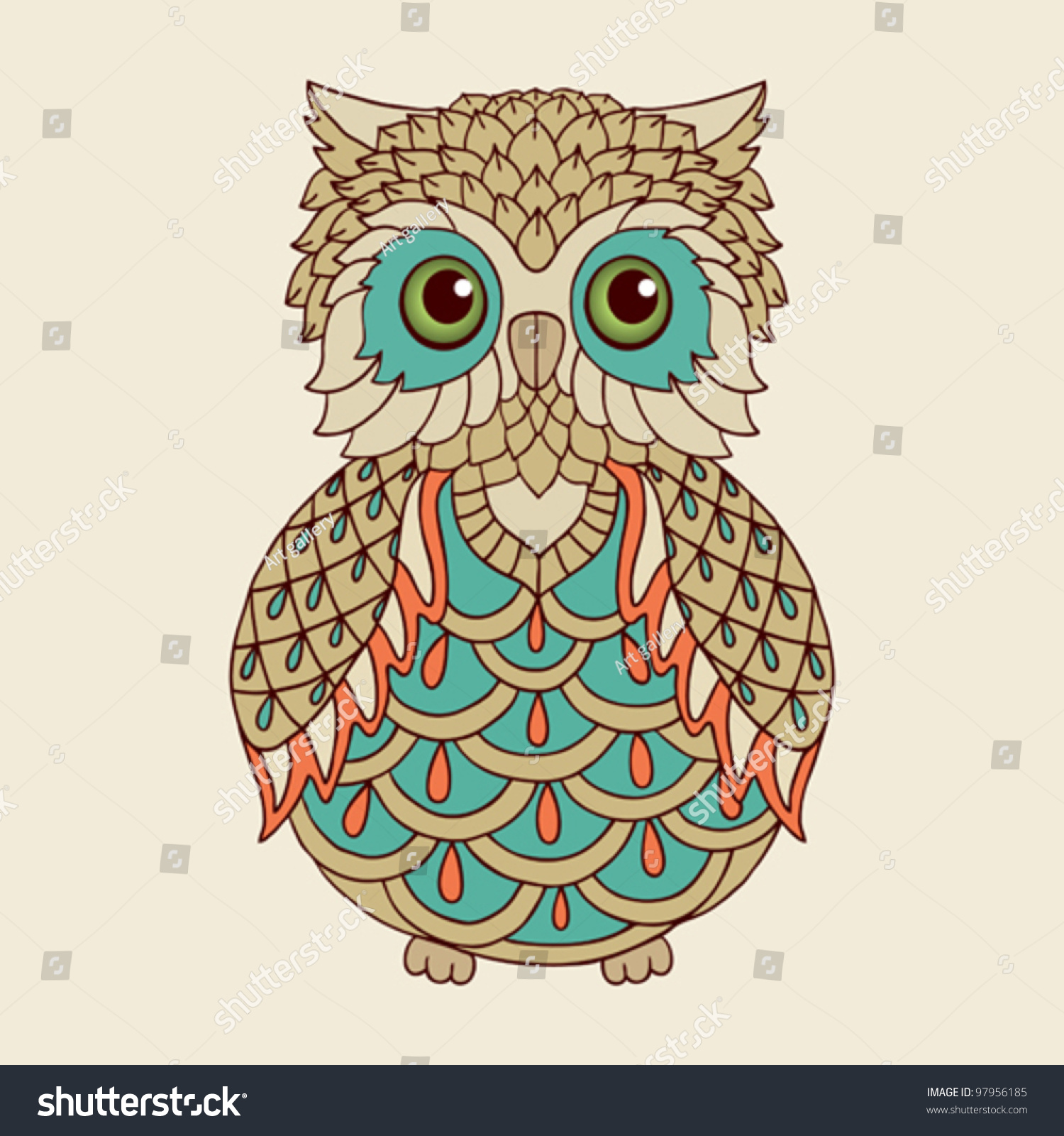 Decorative Owl Stock Vector 97956185 Shutterstock