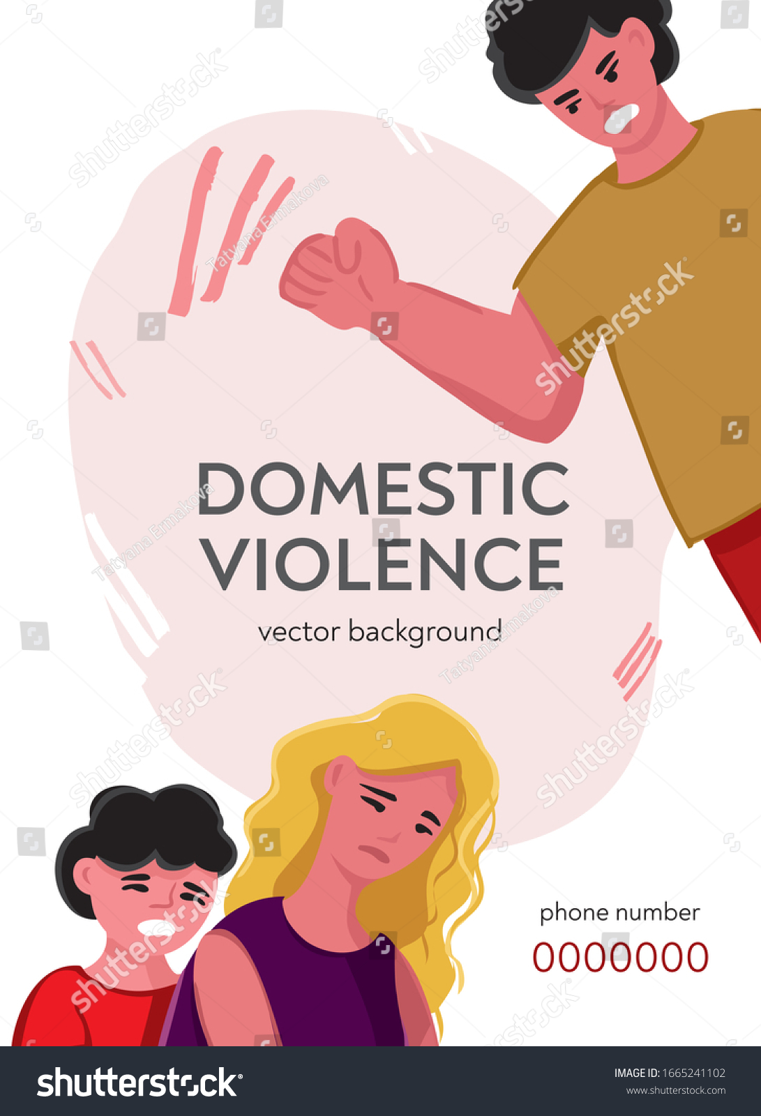 Decorative Poster About Domestic Violence Family Stock Vector Royalty Free 1665241102