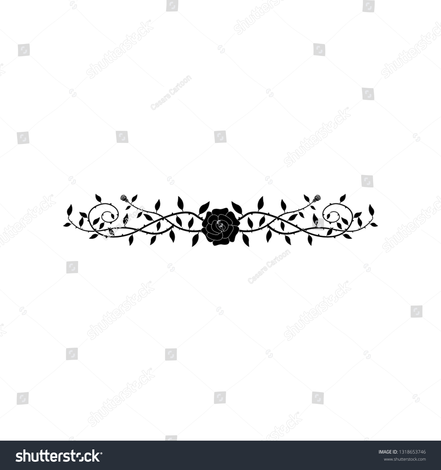 Decorative Rose Thorns Borders Stock Vector (Royalty Free) 1318653746