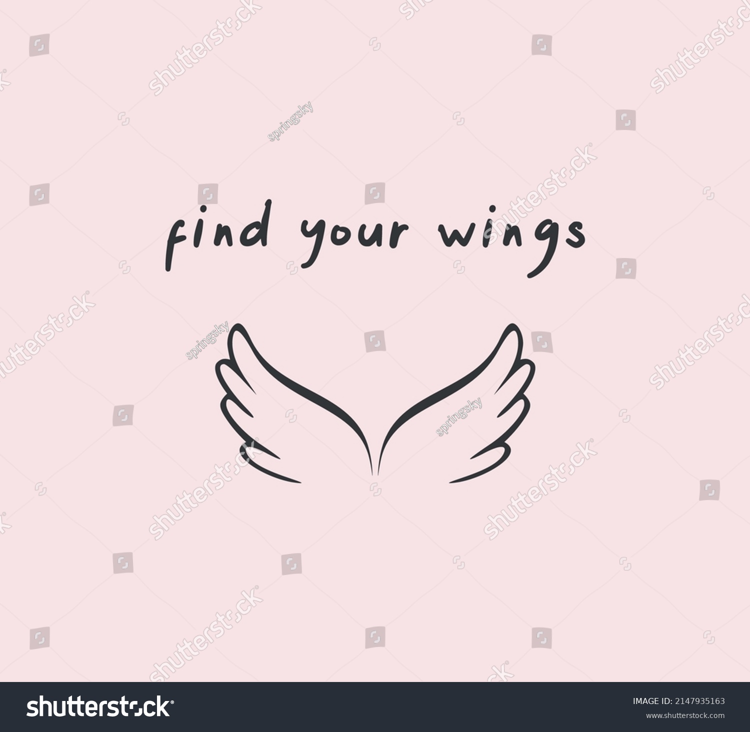Decorative Slogan Angel Wings Vector Design Stock Vector (Royalty Free
