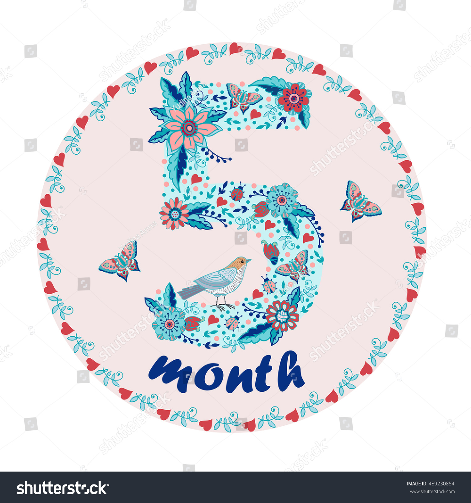 Decorative Sticker 5 Month Baby Family Stock Vector Royalty Free
