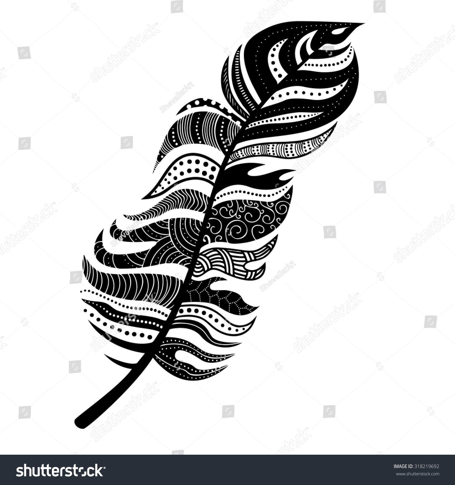 Decorative Stylized Feather Can Be Used Stock Vector 318219692 ...