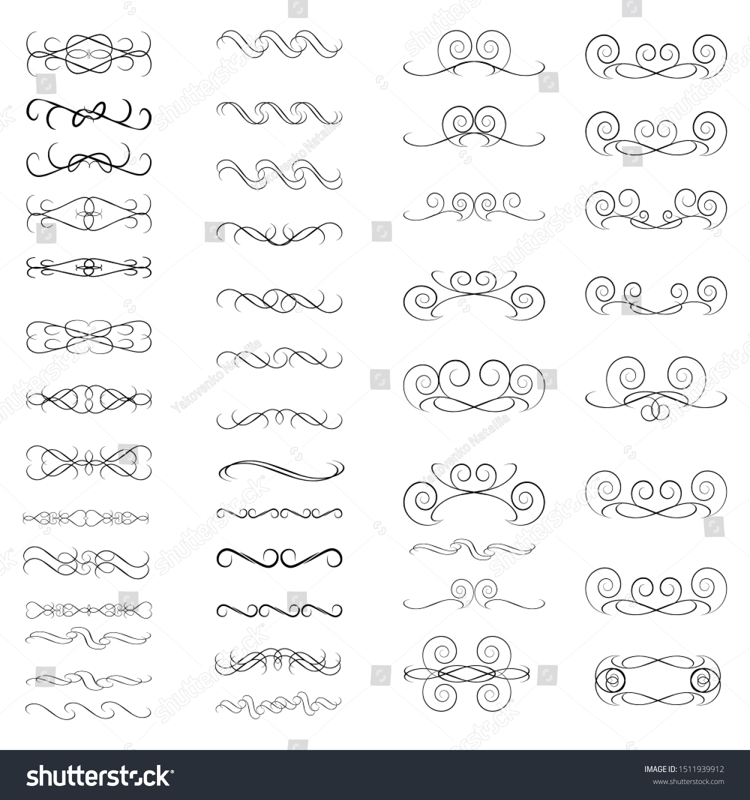 Decorative Swirls Dividers Elegance Line Frame Stock Vector