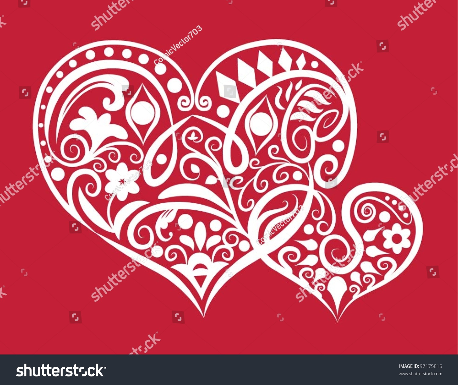 decorative two hearts ornament 2 hearts stock vector 97175816 decorative two hearts ornament 2 hearts stock vector 97175816