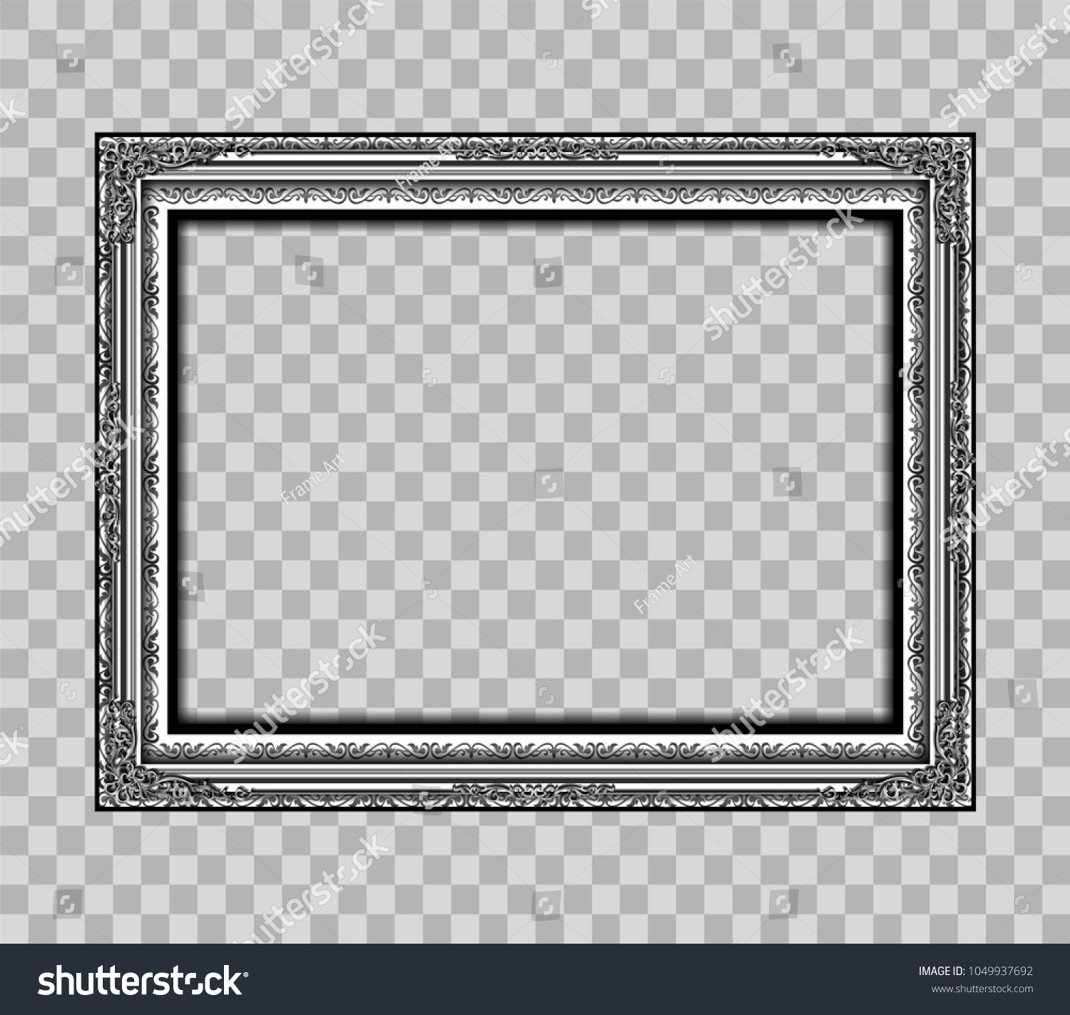 Decorative Vintage Silver Metal Frames Borders Stock Vector