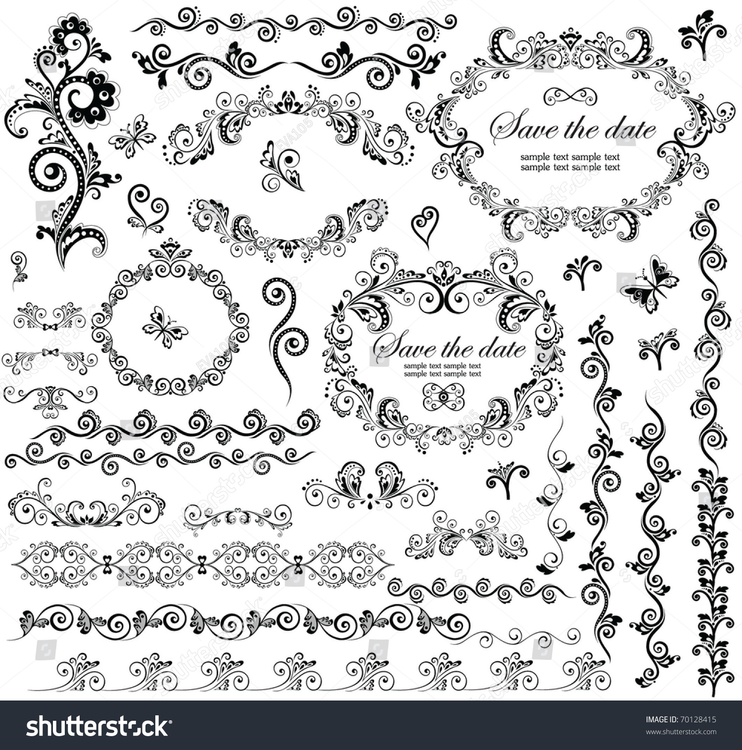 Decorative Wedding Frames Stock Vector Illustration 70128415 : Shutterstock