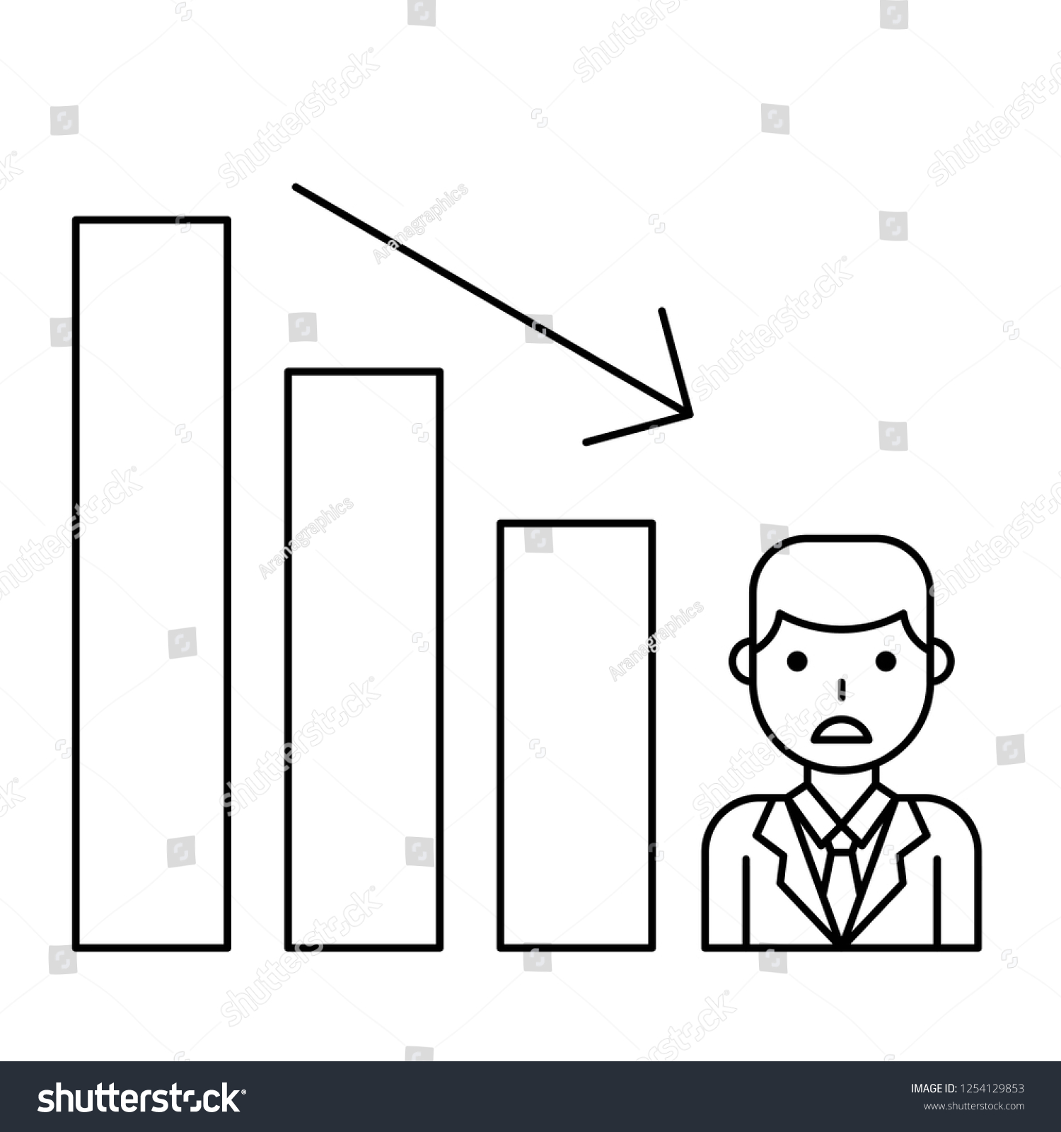 Decrease Bar Chart Sad Businessman Vector Stock Vector (Royalty Free ...