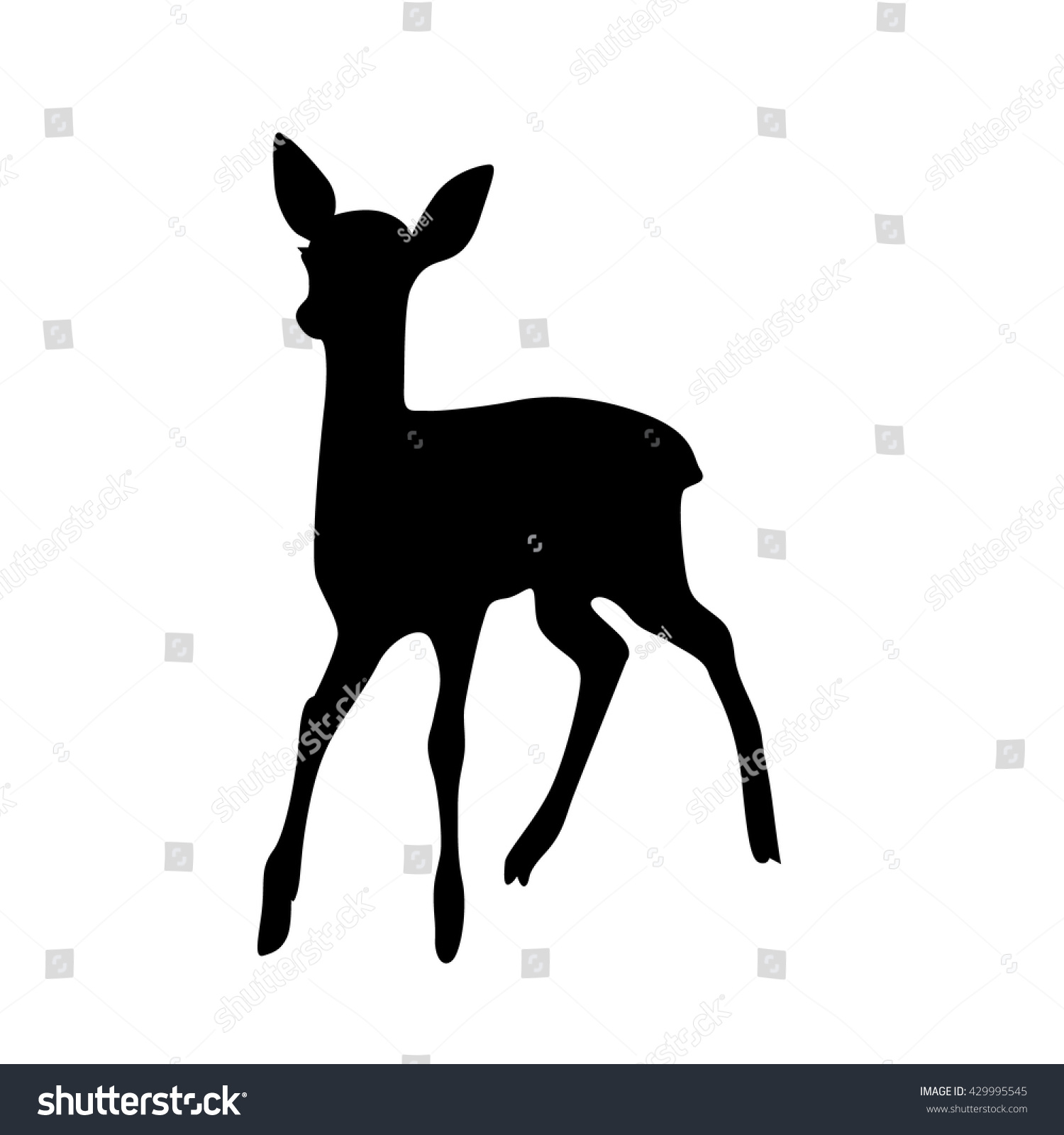 Deer Baby Standing Silhouette Stock Vector 429995545 : Shutterstock