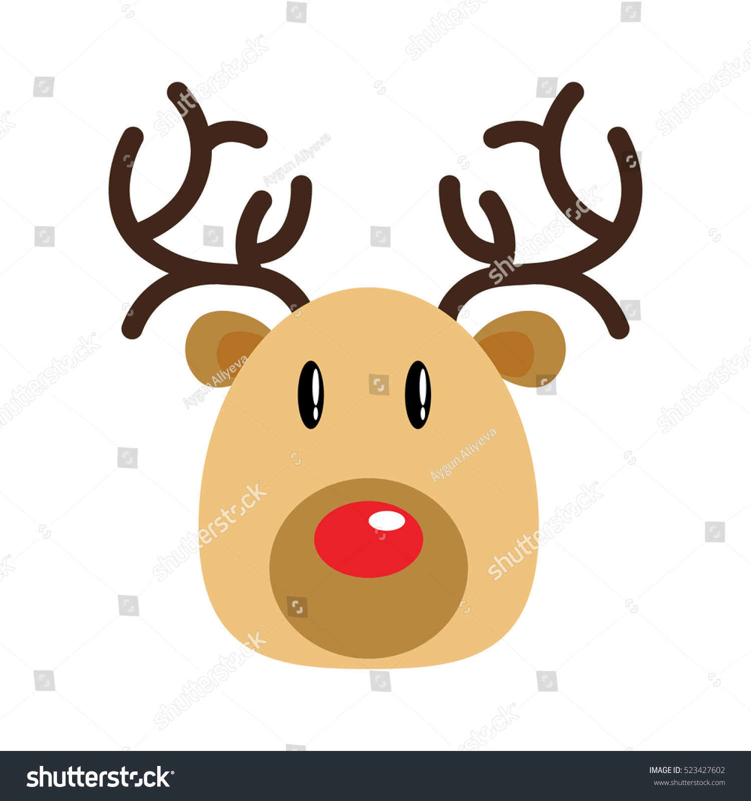 Deer Head.Reindeer Head Isolated On White Background, Vector ...