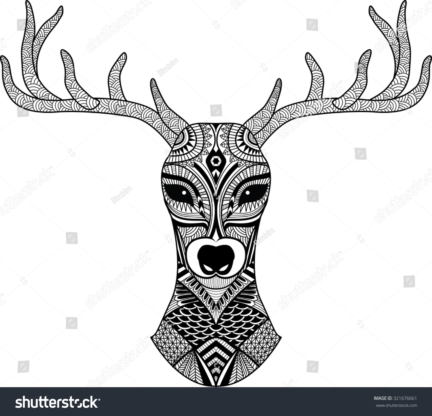 deer head stylized zentangle style tribal stock vector 321676661 deer head stylized zentangle style tribal stock vector 321676661