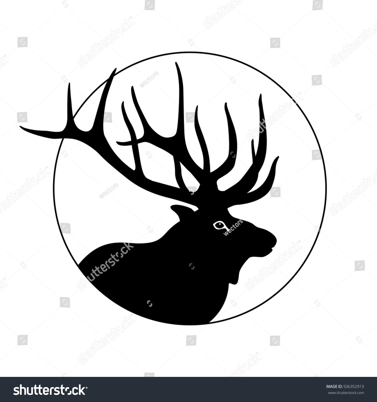 Deer Head Vector Illustration Black Silhouette - 506352913 : Shutterstock