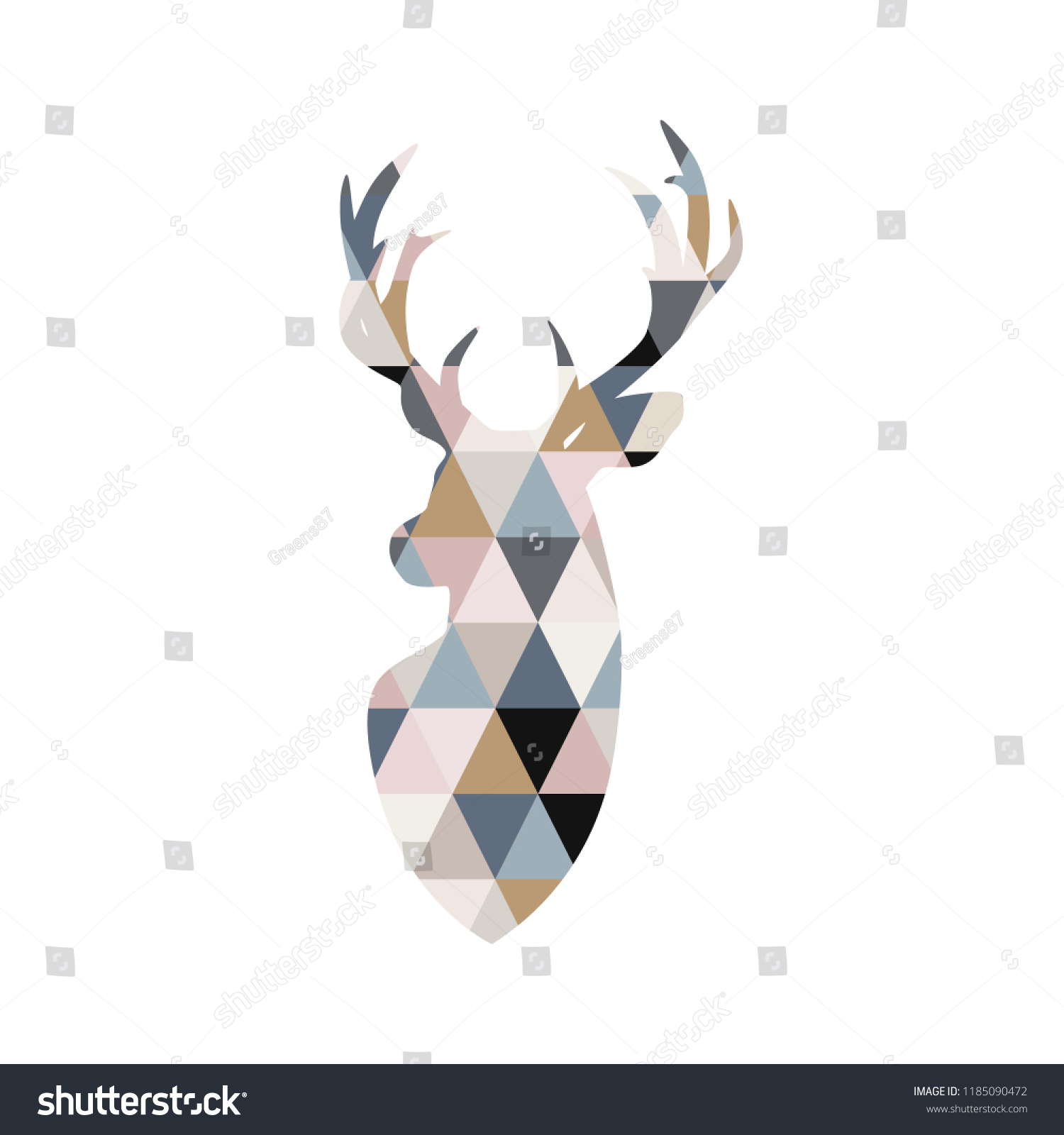 パッチワークスタイルの鹿のイラスト 北欧のポスター 幾何学的なベクター画像の鹿のイラスト のベクター画像素材 ロイヤリティフリー
