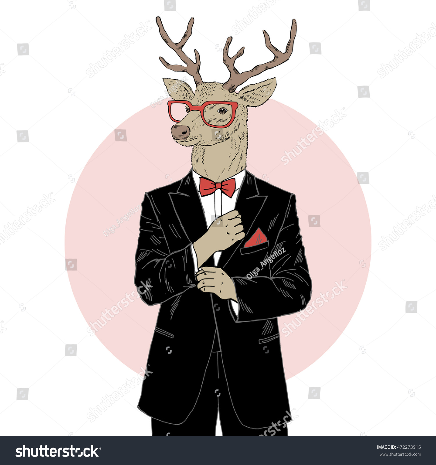 Deer Man Dressed Up In Tuxedo, Merry Christmas Character, Furry Art ...