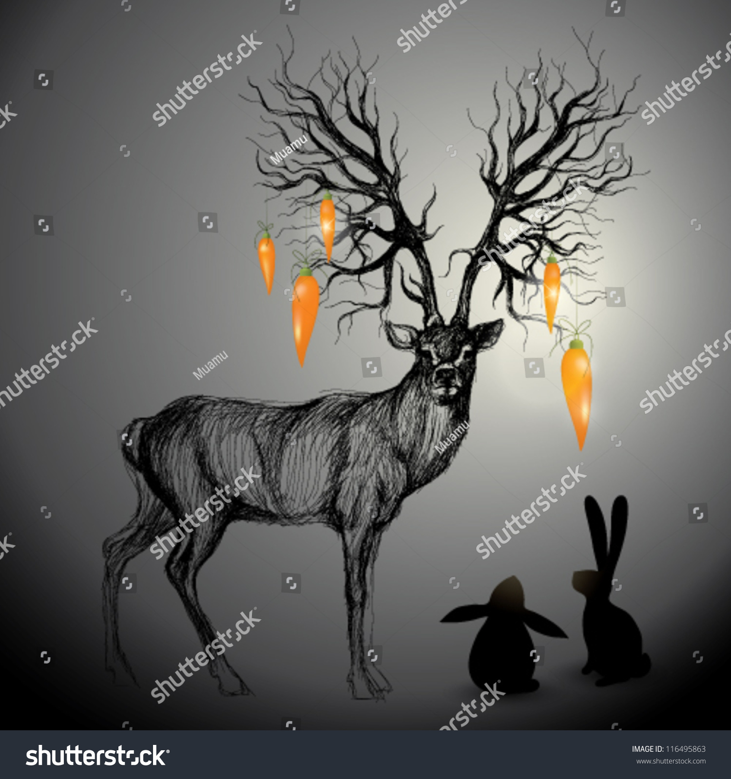 Download Deer Antlers Like Christmas Tree Two Stock Vector ...