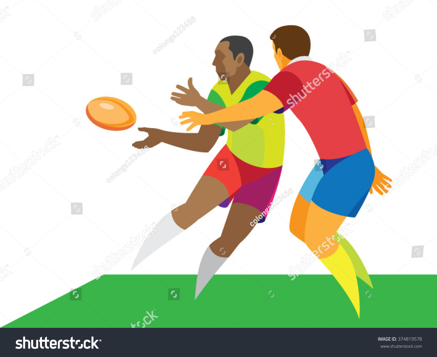 Defender Stops Attacking Rugby Player Stock Vector Illustration ...