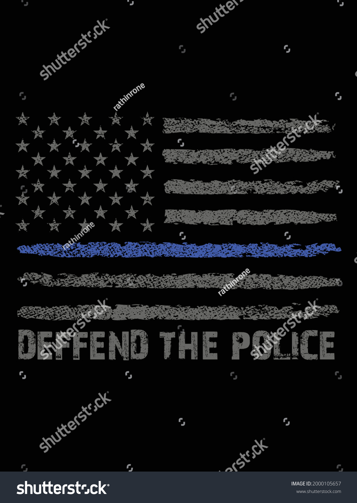 SVG of Deffend the police usa thin blue line police flag t-shirt design svg