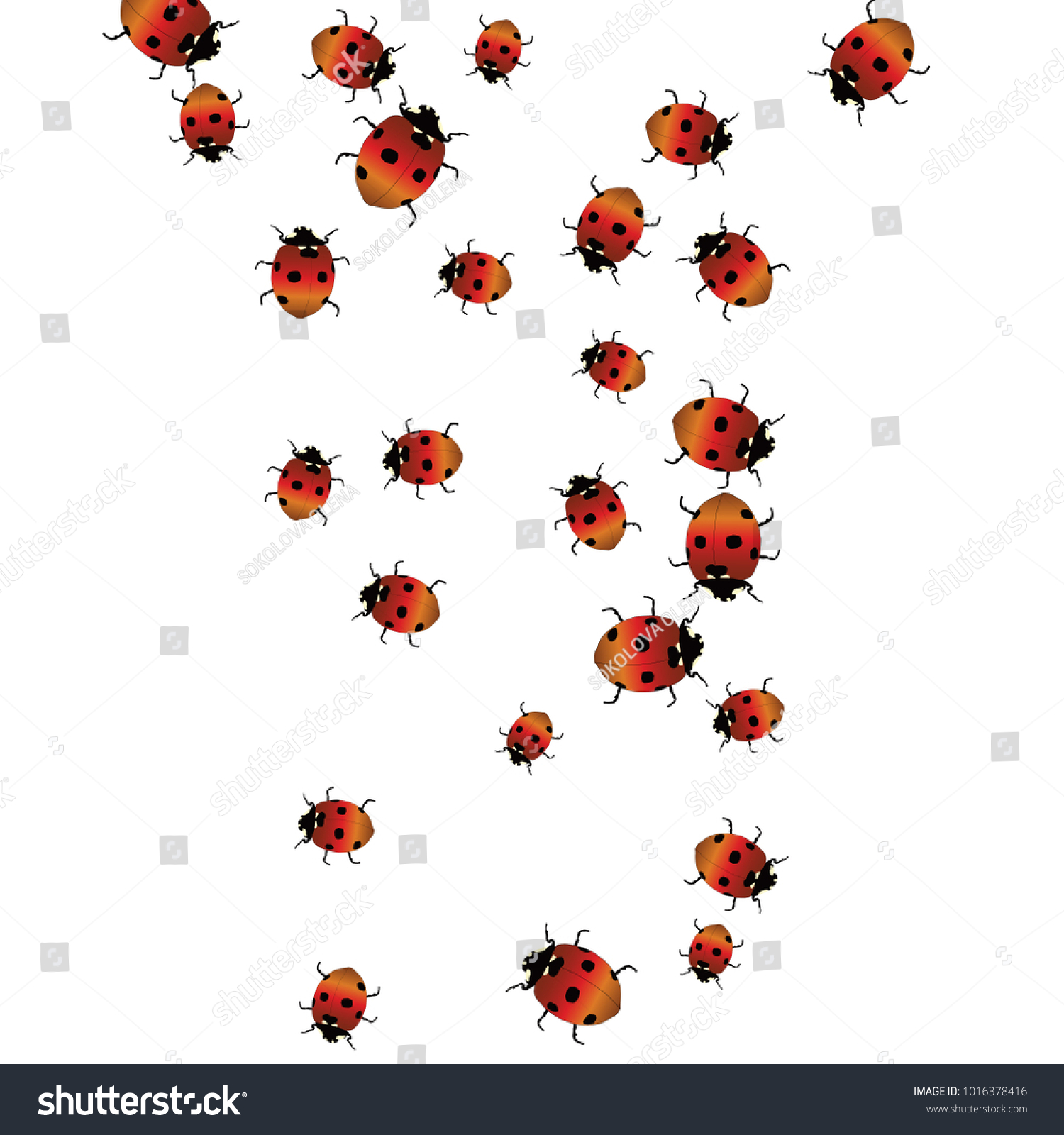 delicate background with ladybugs trendy template for a postcard