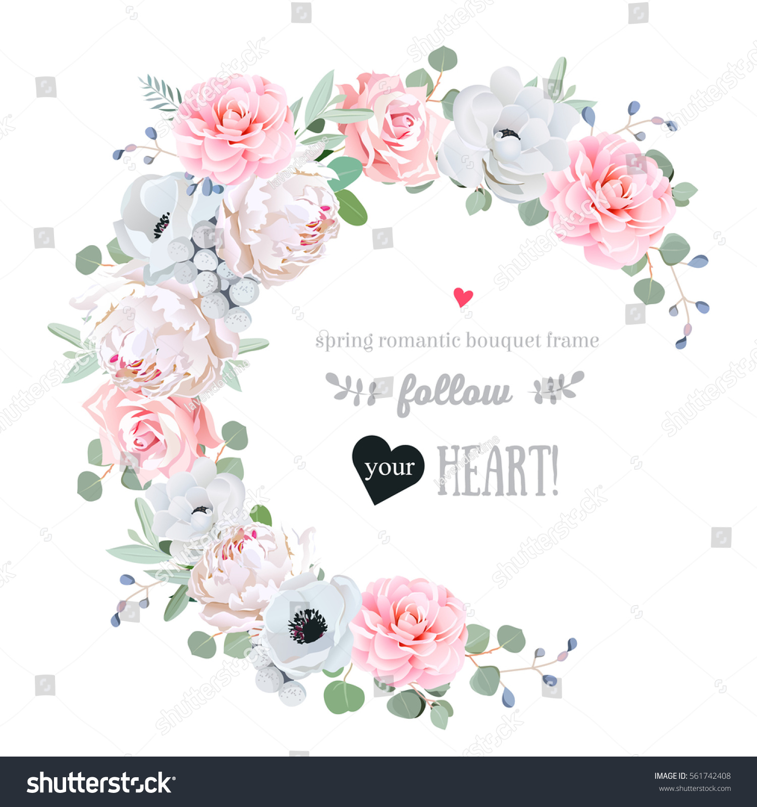 Download Delicate Floral Vector Round Frame Peony Stock Vector ...