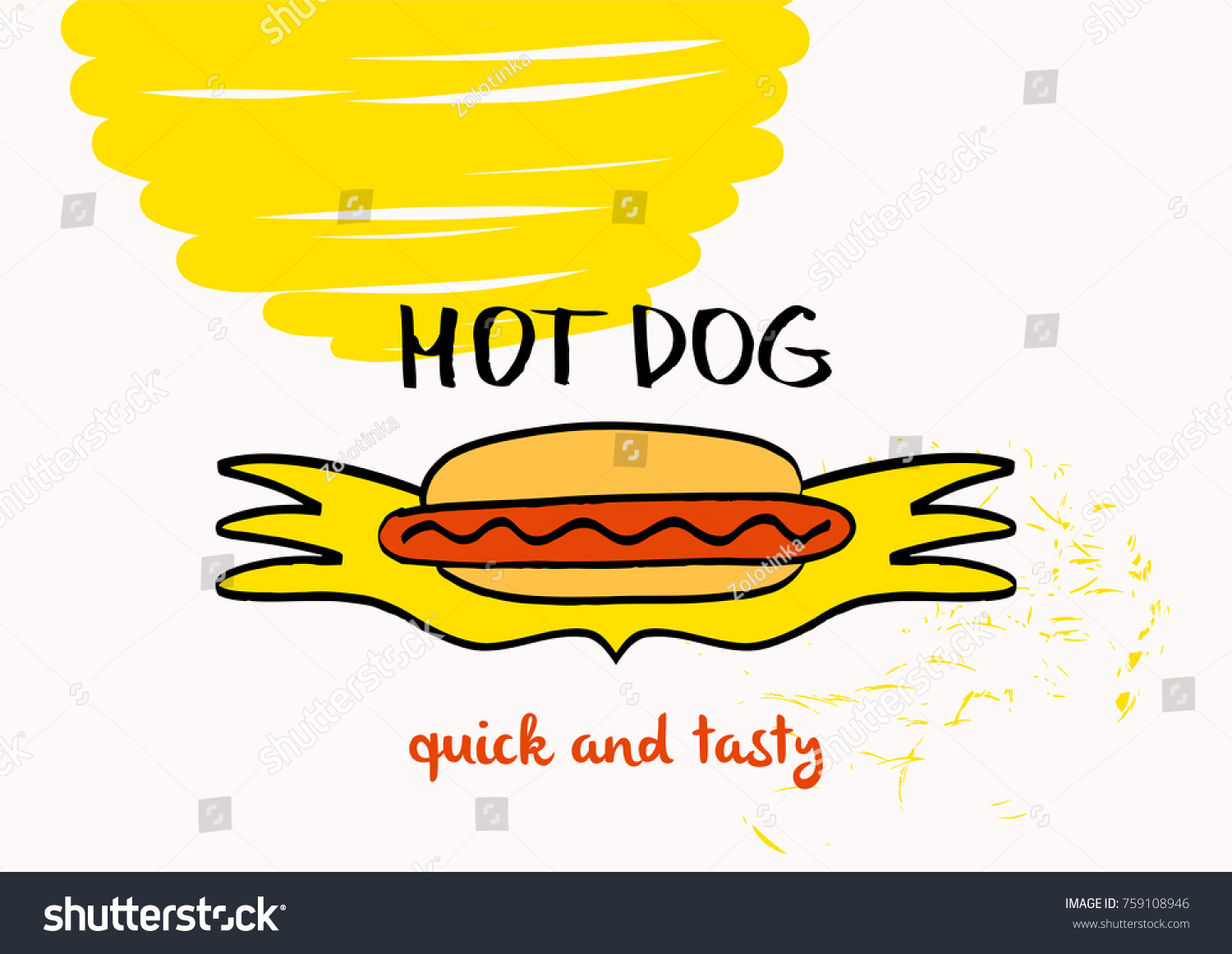 Delicious American Food Concept Logo Hotdog Stock Vector Royalty