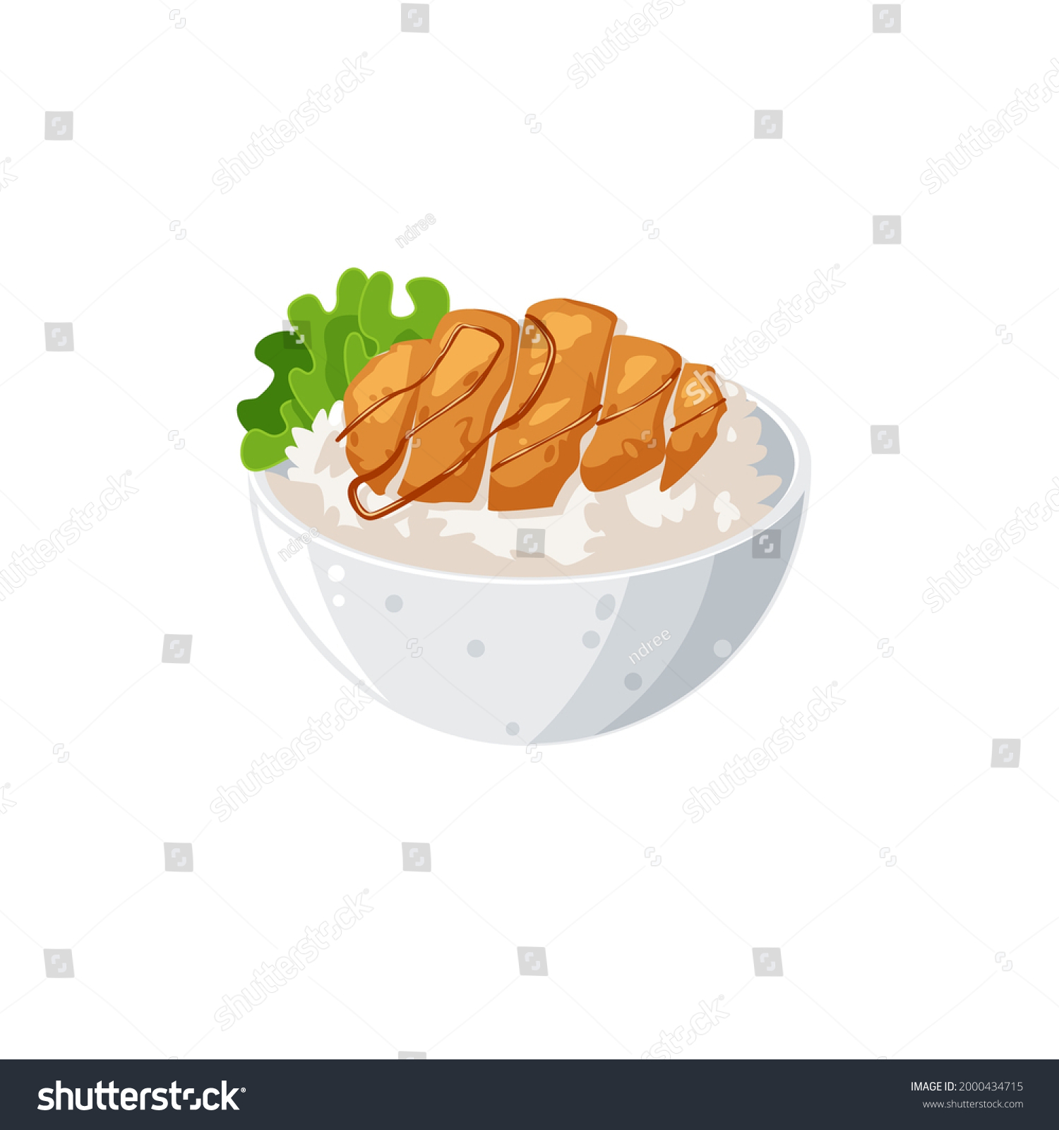 SVG of Delicious chicken katsu with rice vector illustration svg