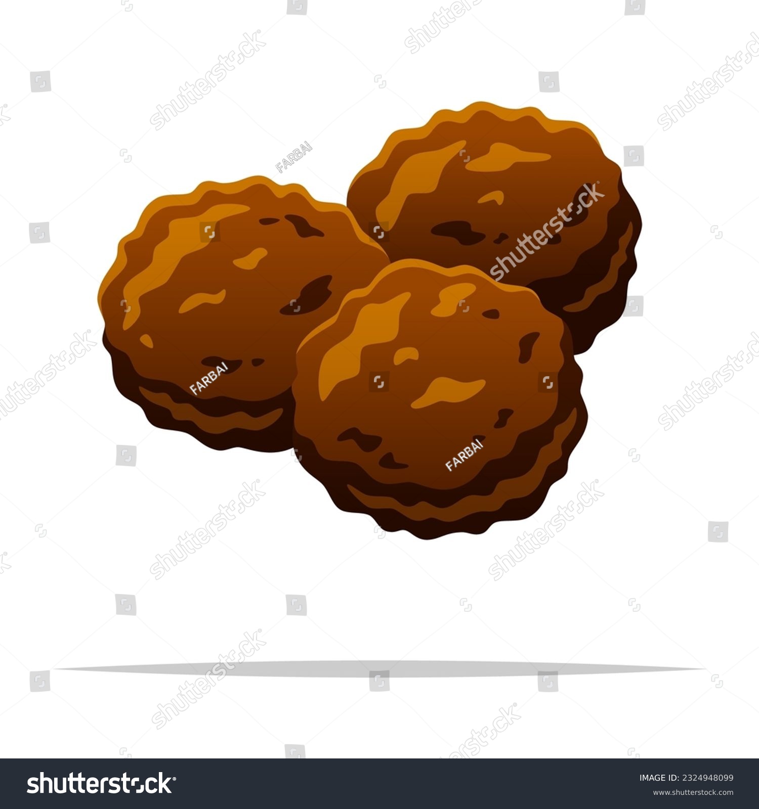 brown meatballs on white background clip art preview