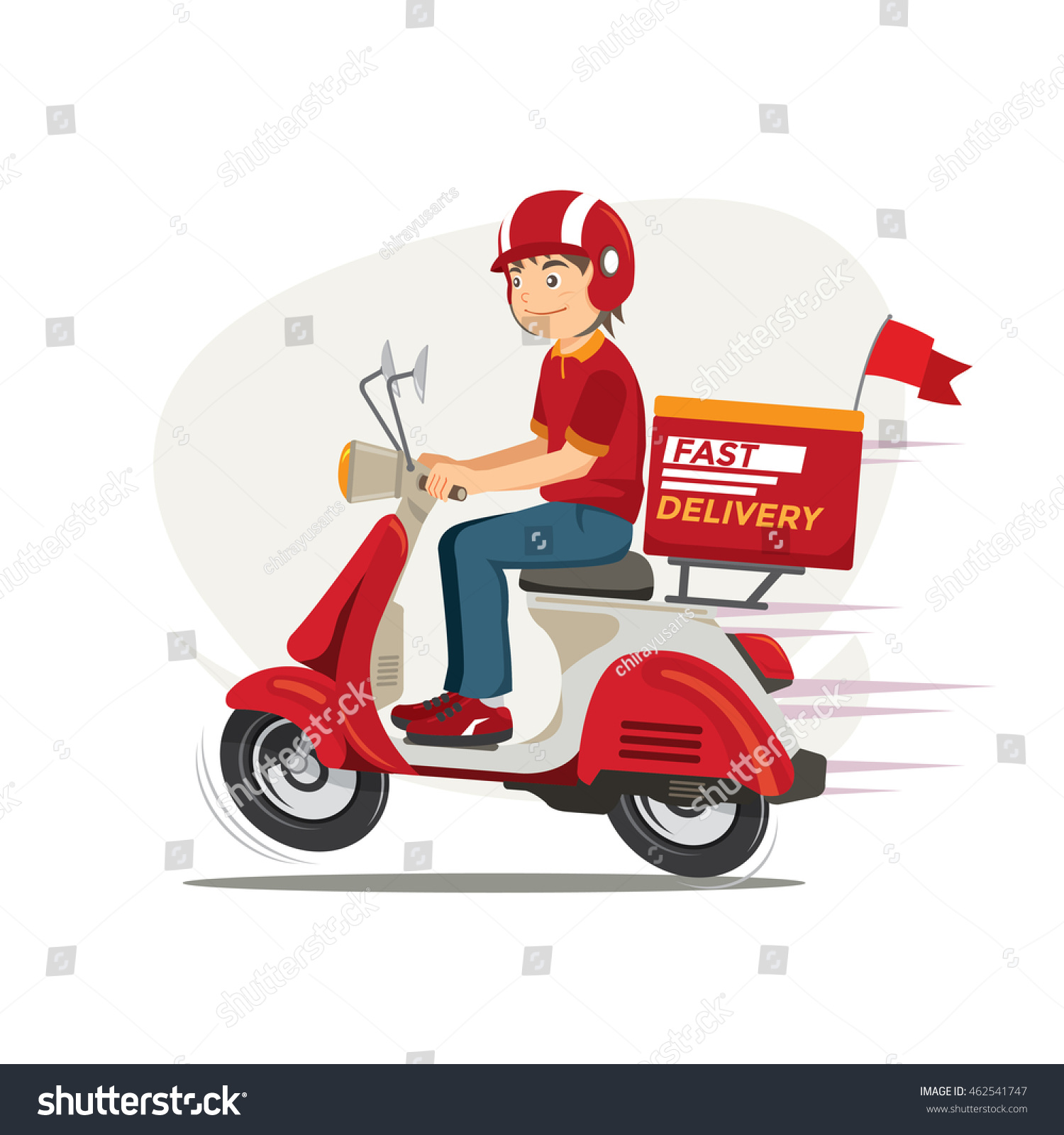 Delivery Man Ride Scooter Motorcycle Cartoon Stock Vector (Royalty Free ...