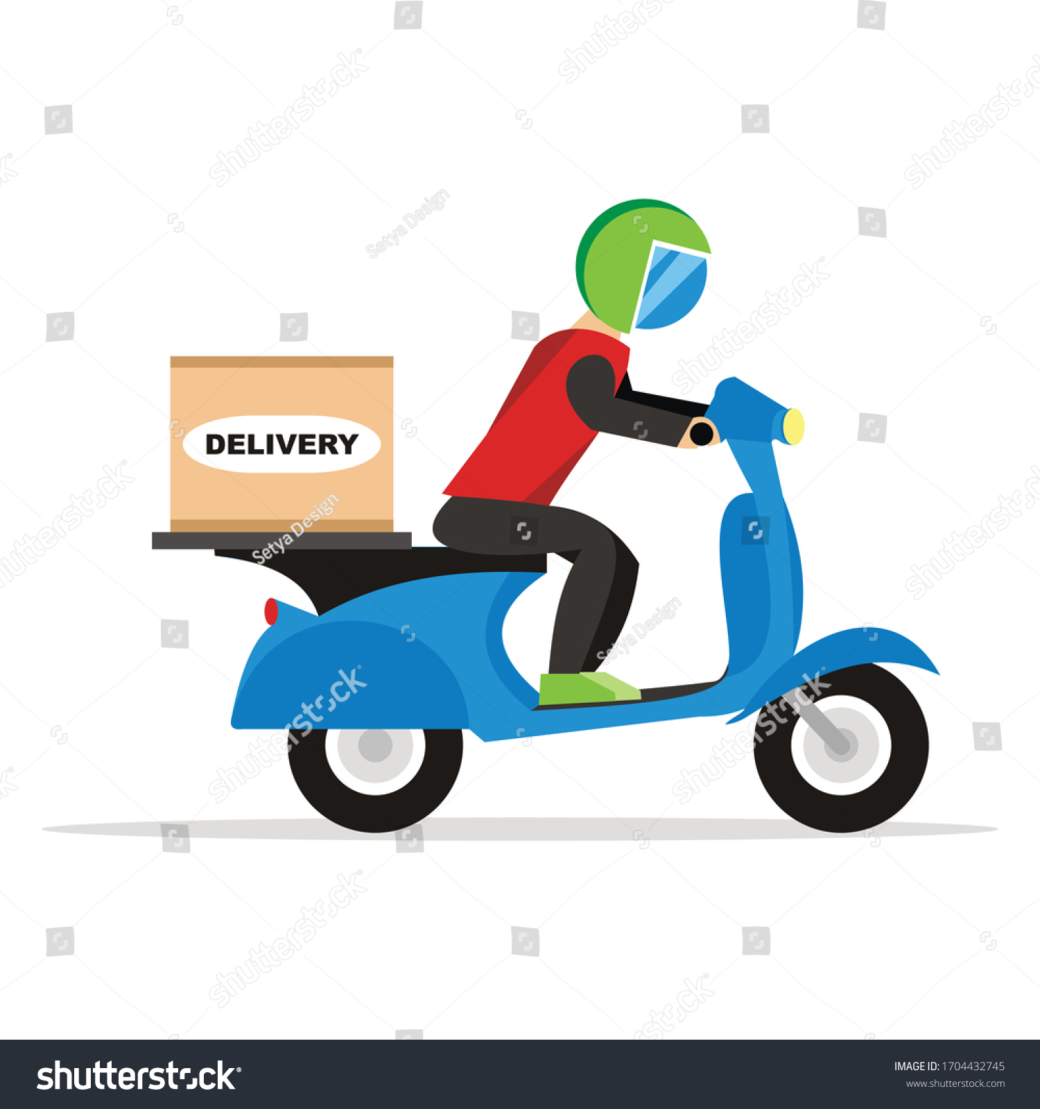 Delivery Man Riding Scooter Illustration Stock Vector (Royalty Free ...