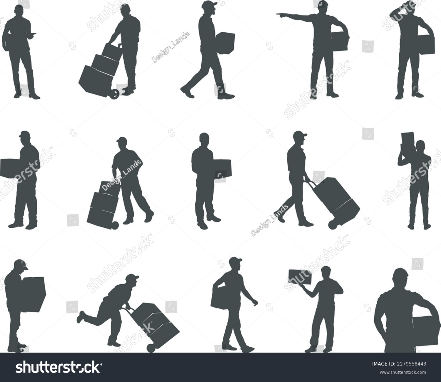 SVG of Delivery man silhouette, Courier service silhouettes, Delivery man carrying boxes, Delivery man SVG svg
