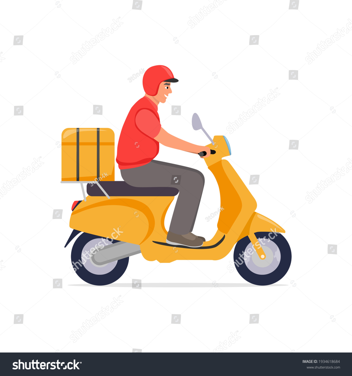 Delivery Guy On Moped Carrying Parcel Stock Vector (Royalty Free ...