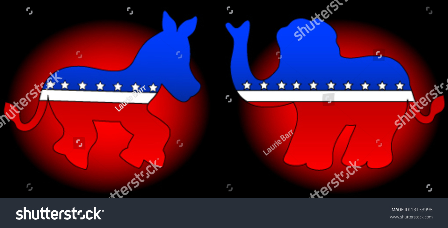 Democrat Republican Party Symbols Donkey Elephant Stock Vector 13133998 ...