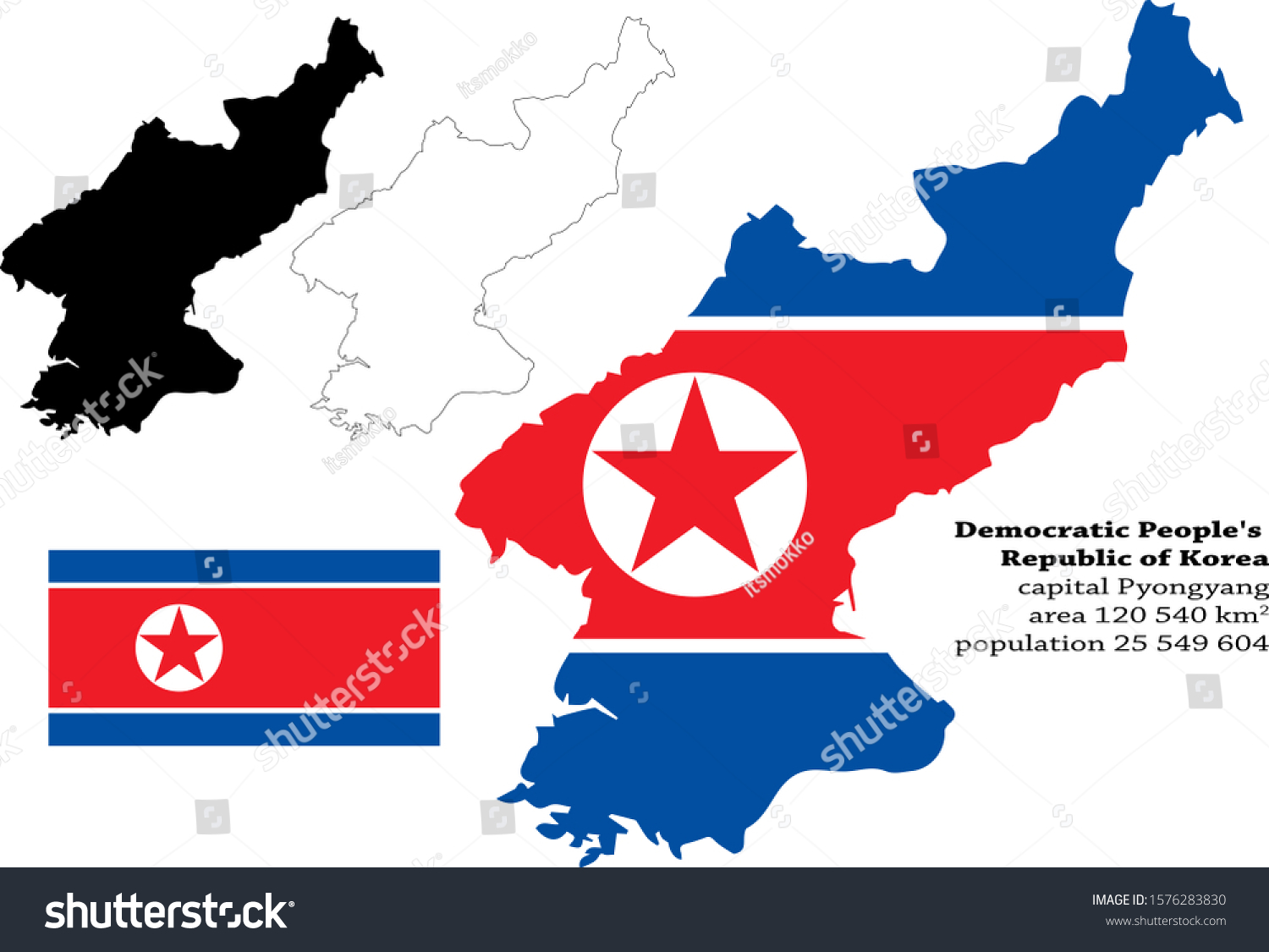 Democratic Peoples Republic Korea North Korea Stock Vector Royalty Free 1576283830