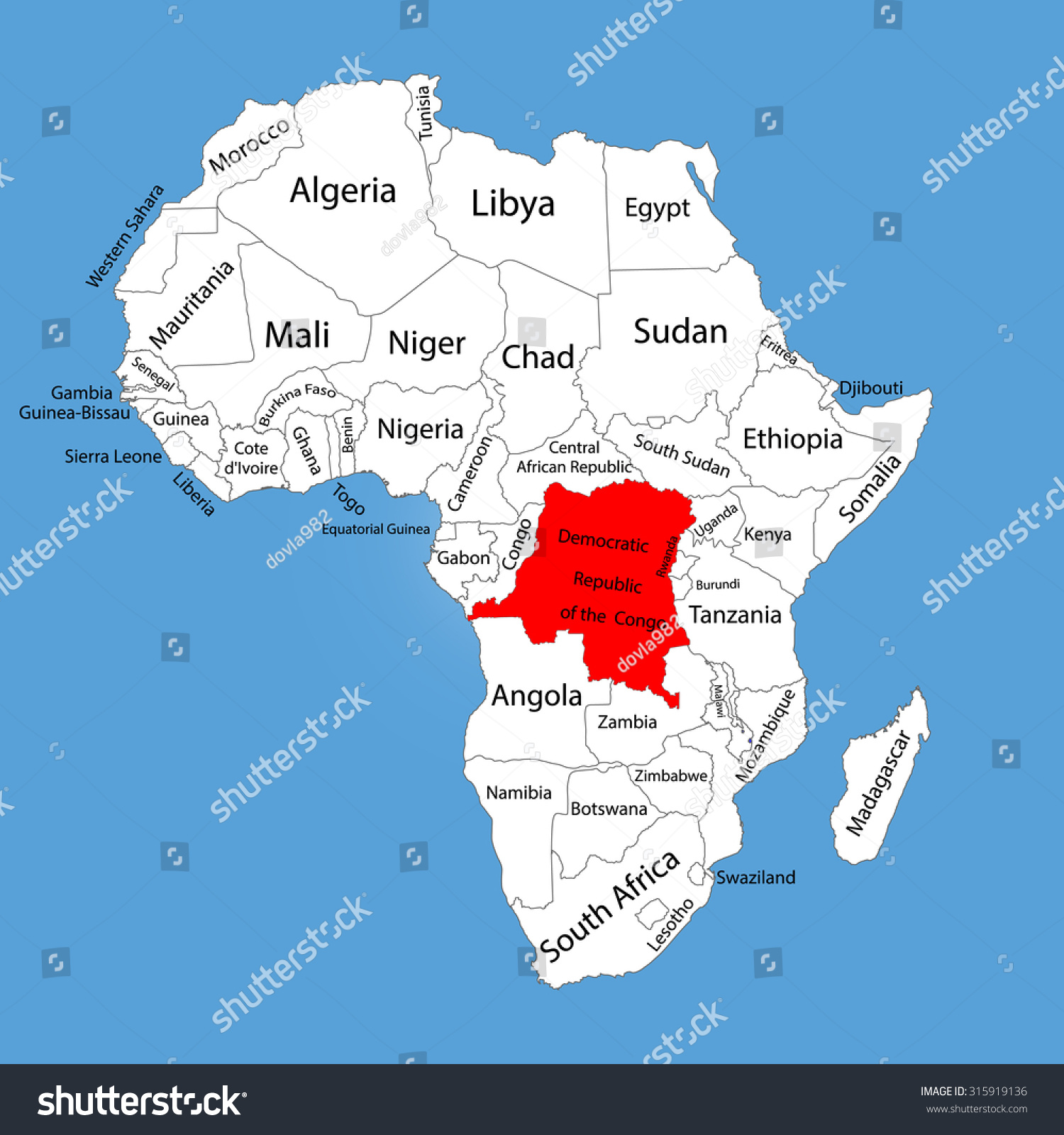 Congo In Map Of Africa Democratic Republic Congo Vector Map Silhouette Stock Vector (Royalty Free)  315919136 | Shutterstock