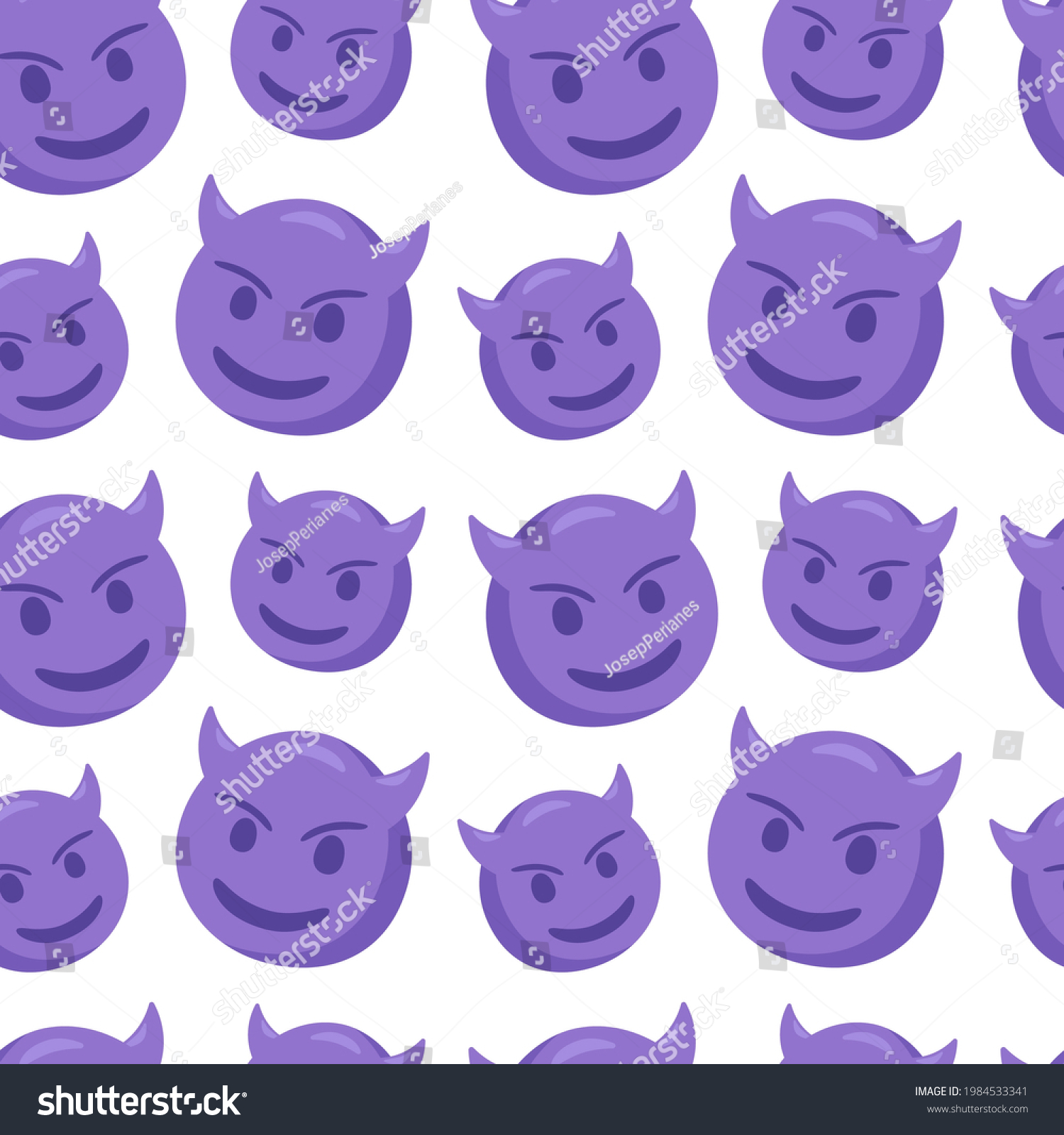 Demon Icon Emoji Pattern Evil Seamless Stock Vector (Royalty Free ...