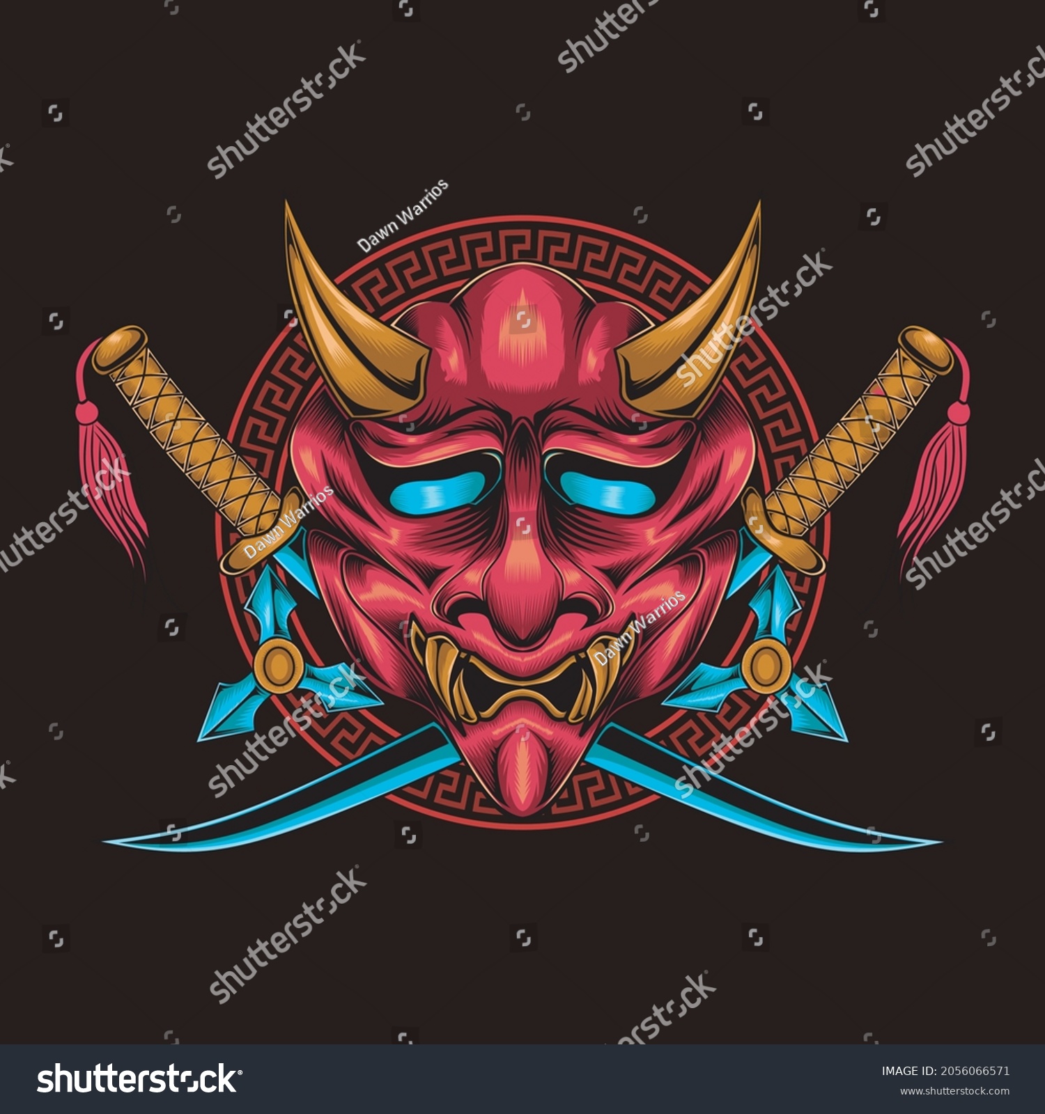 Demon Samurai Mask Vector Logo Stock Vector (Royalty Free) 2056066571