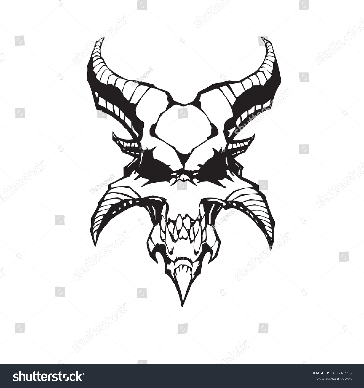 Demon Skull Old Satan Wild Stock Vector (Royalty Free) 1892740555