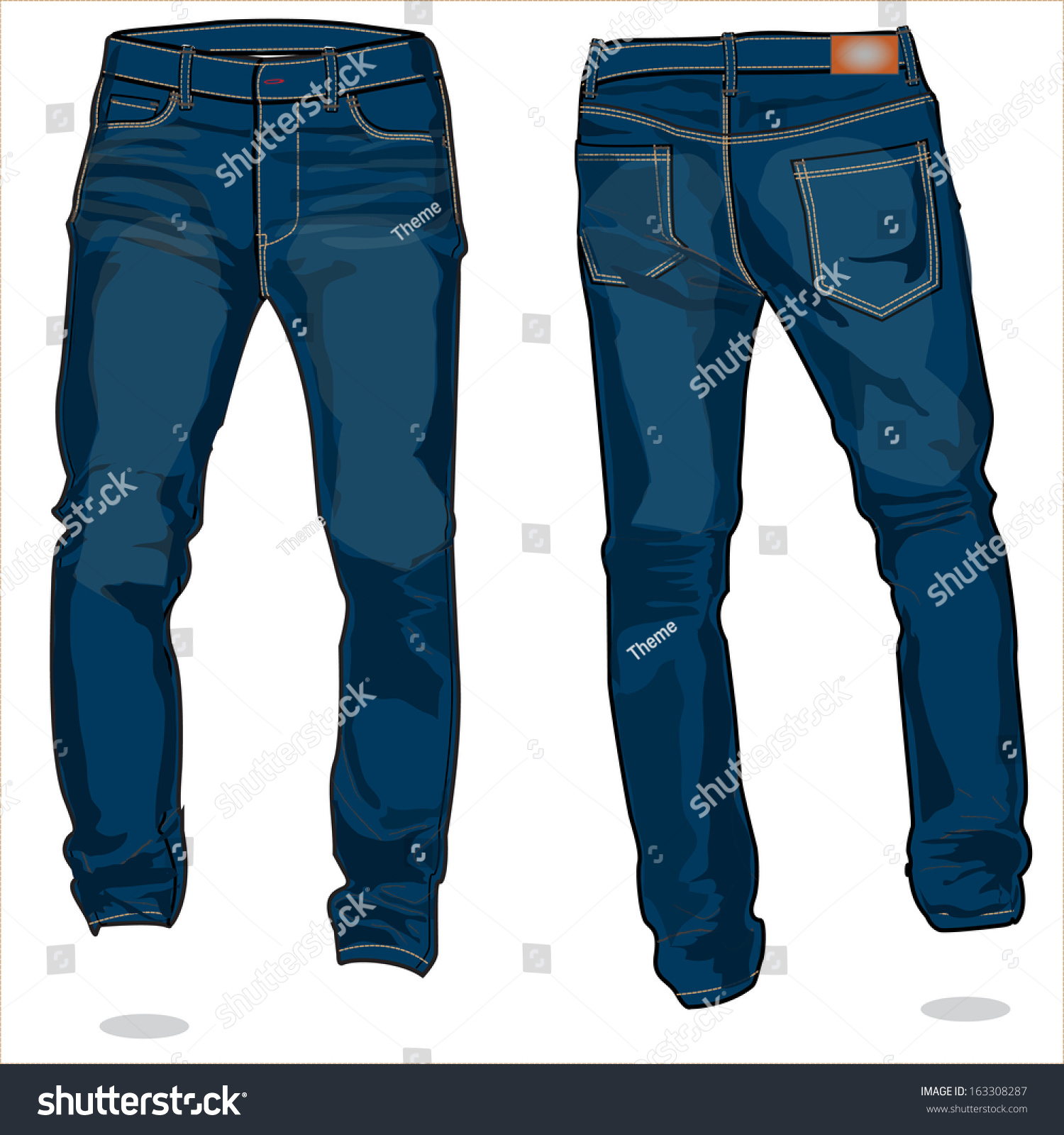 blue jeans front and back view clip art preview