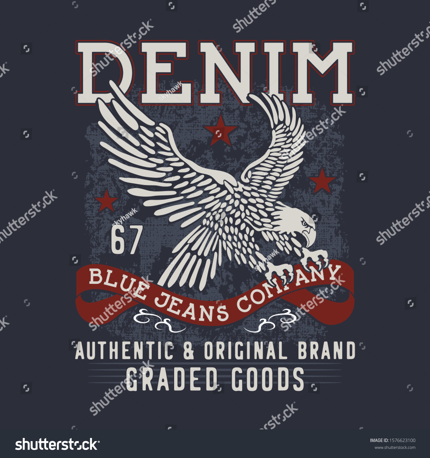 Denim Eagles Typography Tee Shirt Graphics Stock Vector (Royalty Free ...