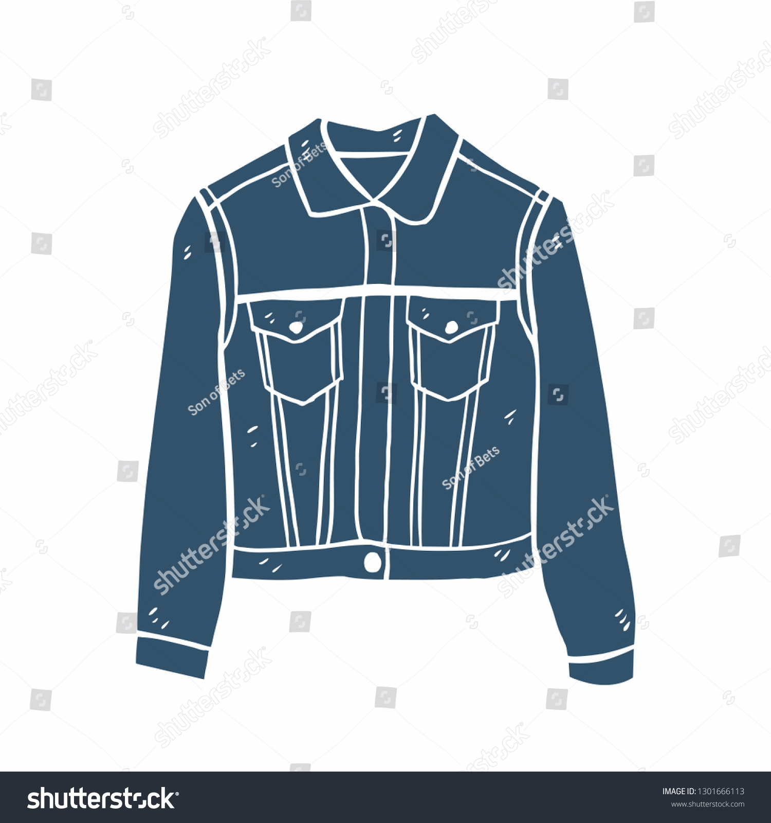 Denim Jacket Doodle Template Hand Drawn Stock Vector (Royalty Free ...