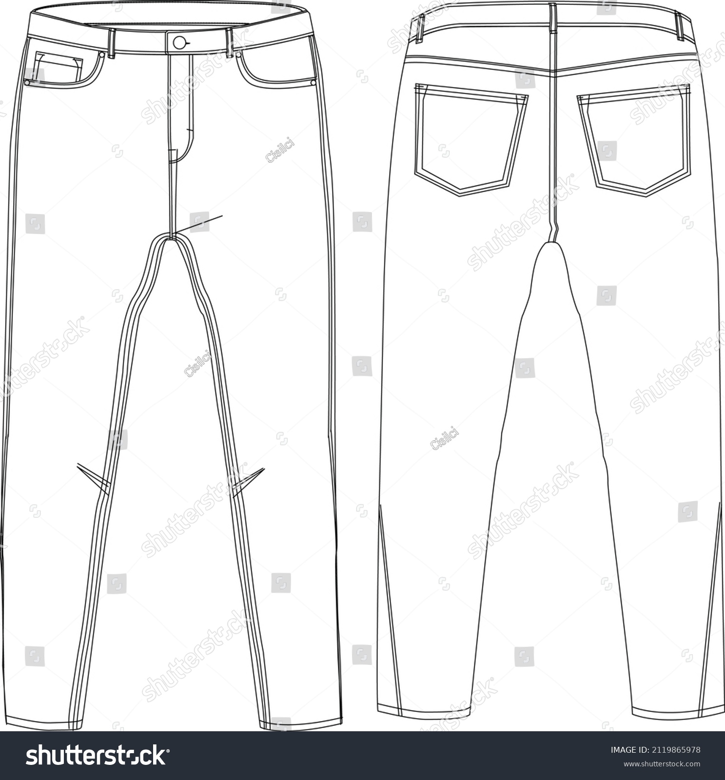 Denim Jean Dart Details Stock Vector (Royalty Free) 2119865978 ...