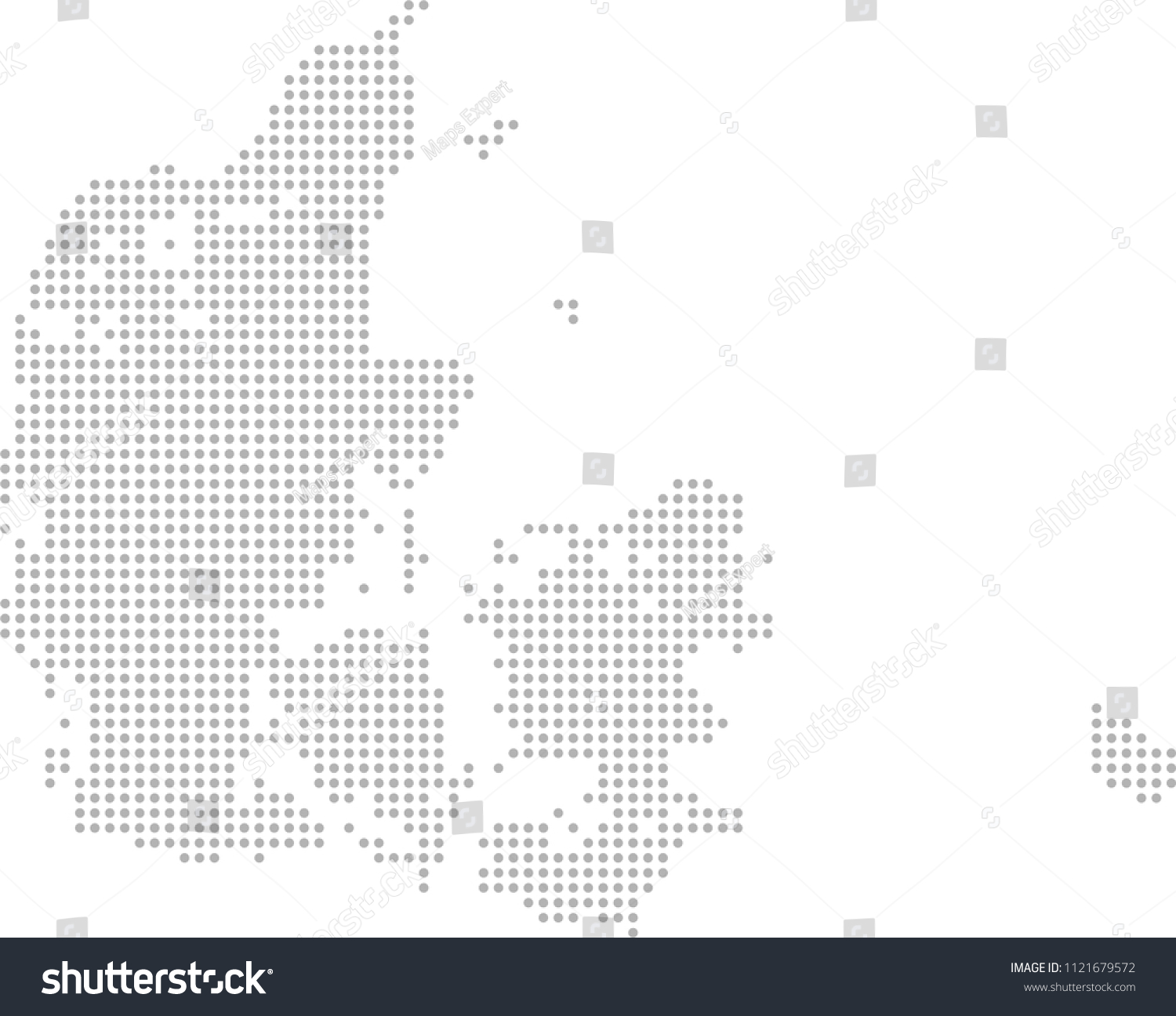 Denmark Map Dots Vector Outline Dotted Stock Vector (Royalty Free ...