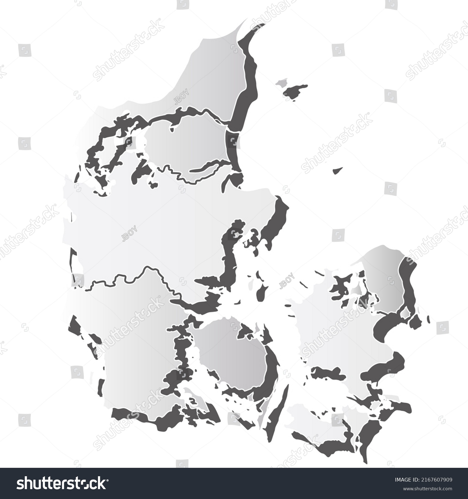Denmark Map Silhouette White Icon Stock Vector (Royalty Free ...