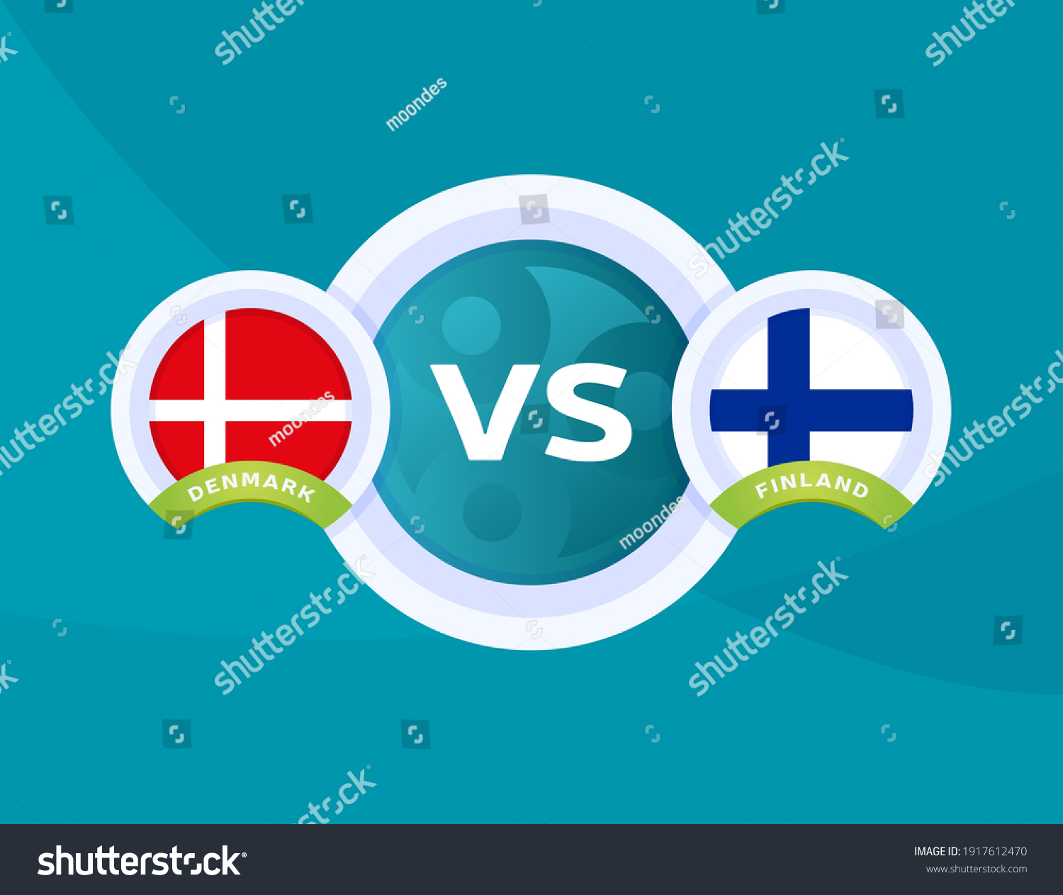 Denmark Vs Finland Euro 2020 Match Stock Vector (Royalty Free