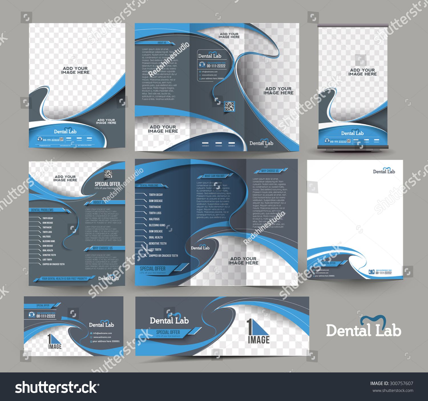 Stock Vector Dental Hospital Business Stationery Set Template 300757607 