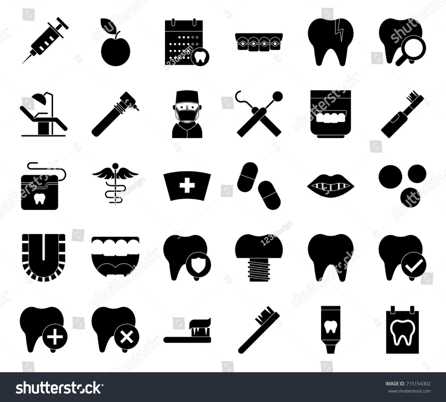 Dentist Icons Stock Vector 715154302 - Shutterstock