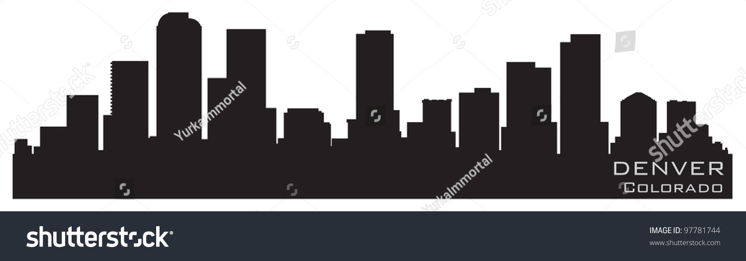 Denver Colorado Skyline Detailed Vector Silhouette Stock