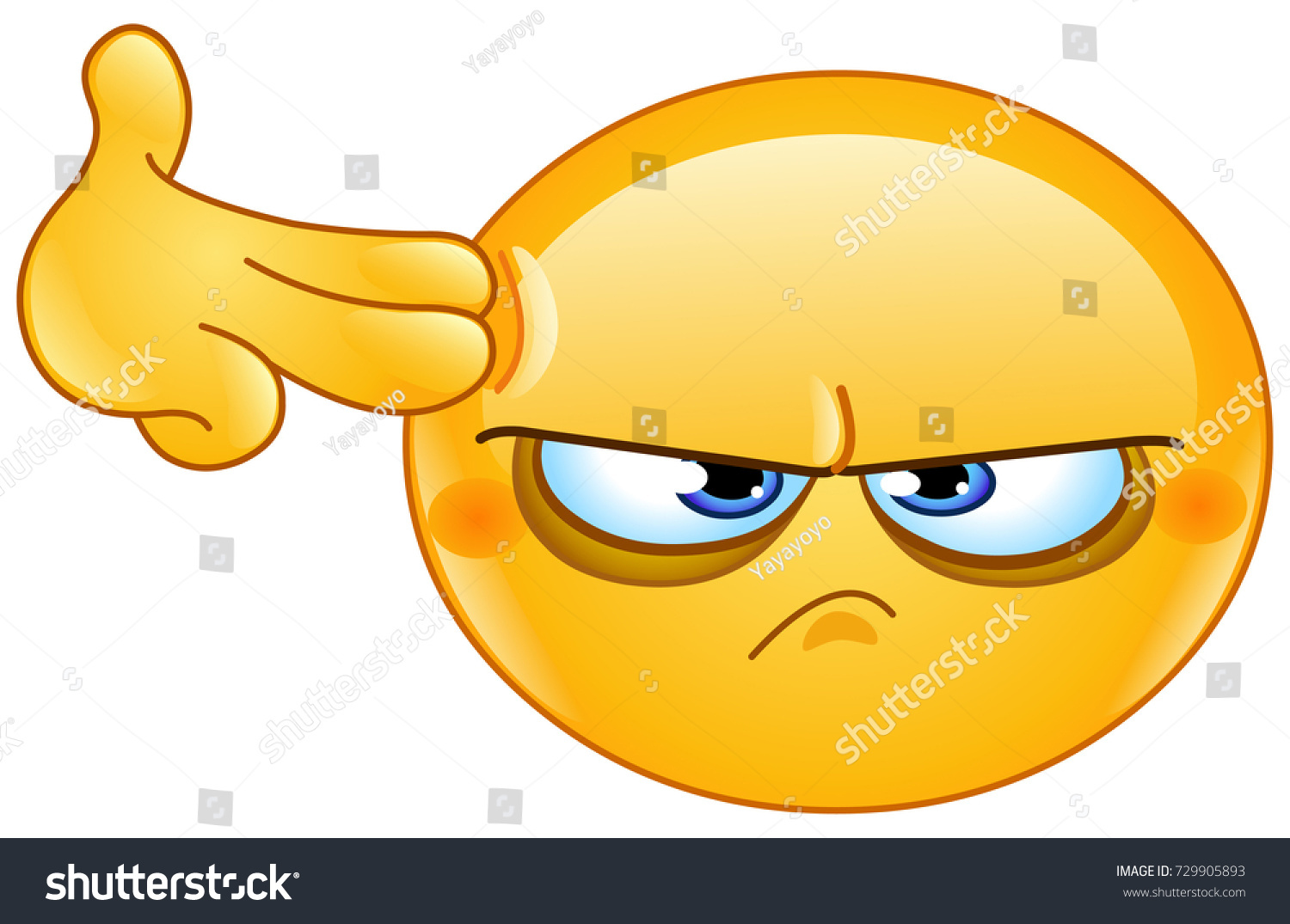 Depressed Emoticon Making Suicide Finger Gun Stock Vector 729905893 ...