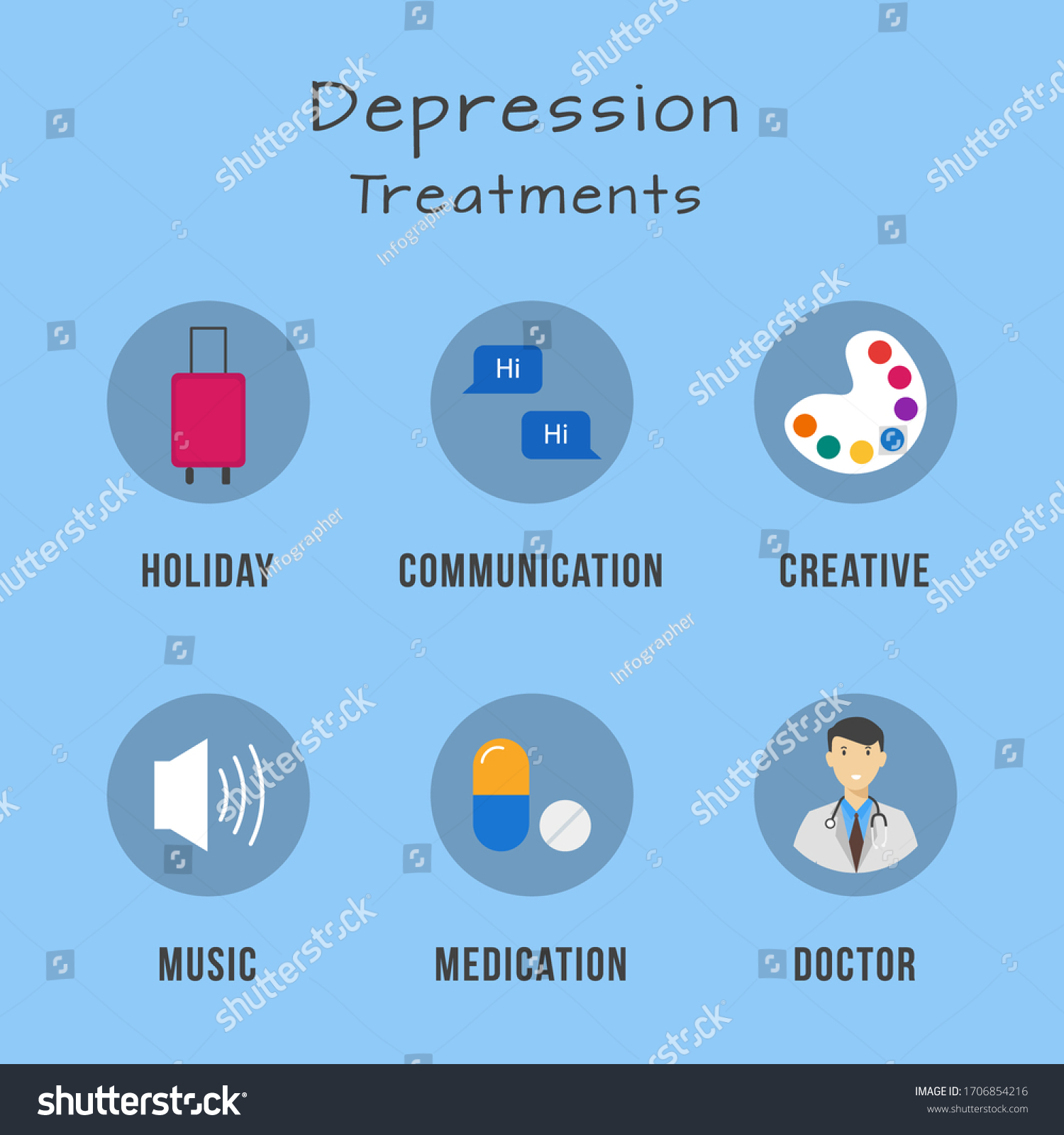 Depression Treatments Infographic Template Healthcare Medical Stock ...