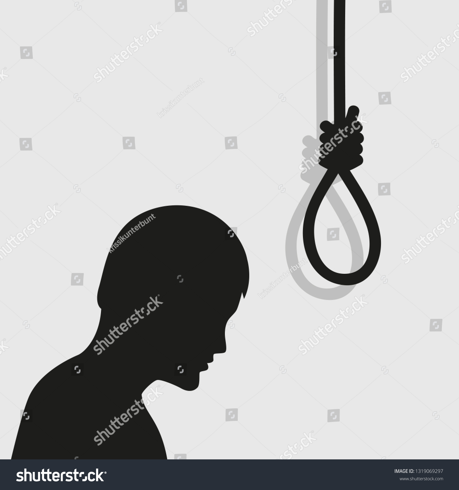 憂鬱な男性は ロープのシルエットベクターイラストeps10で自殺を考える のベクター画像素材 ロイヤリティフリー
